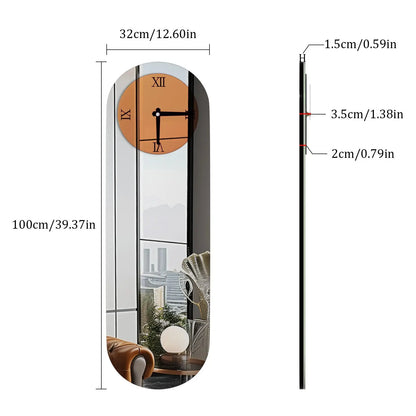 Long  Wall Clock Mirrored