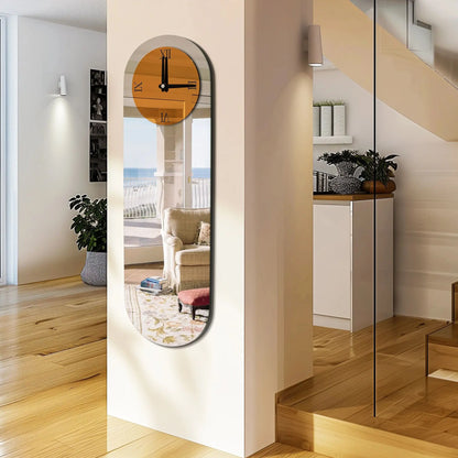 Long  Wall Clock Mirrored